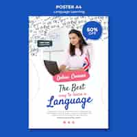 Free PSD language learning poster template