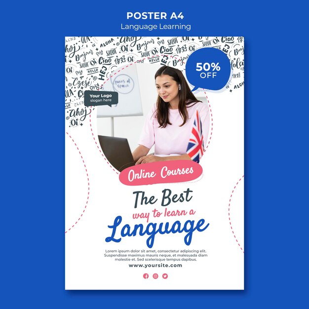 Шаблон плаката для изучения языка