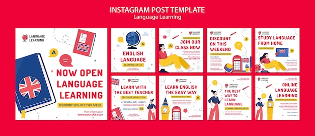 Free PSD language learning template design