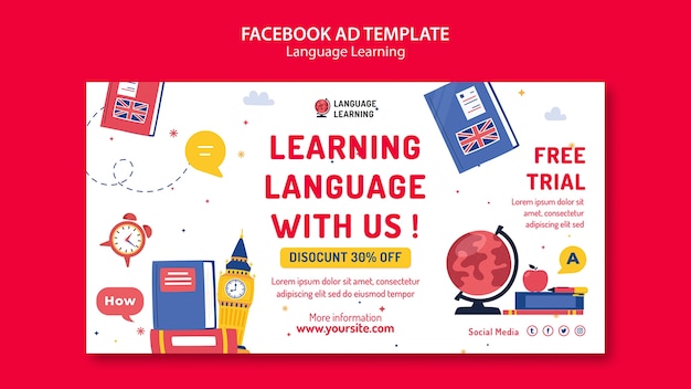 Free PSD language learning template design