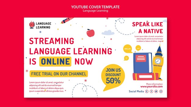 Free PSD language learning template design