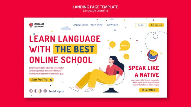 Free PSD language learning template design