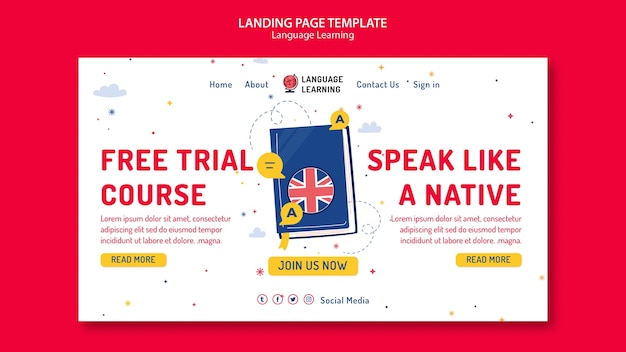 Free PSD language learning template design