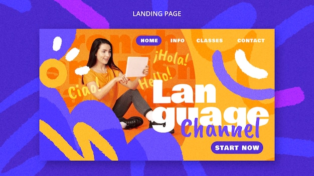 Free PSD language learning template design