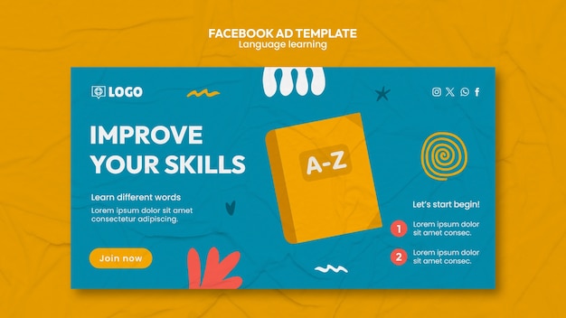 PSD gratuito progettazione di modelli per l'apprendimento delle lingue