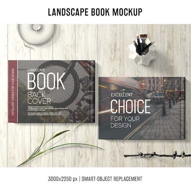 Landscape Book Mockup: Free PSD Template