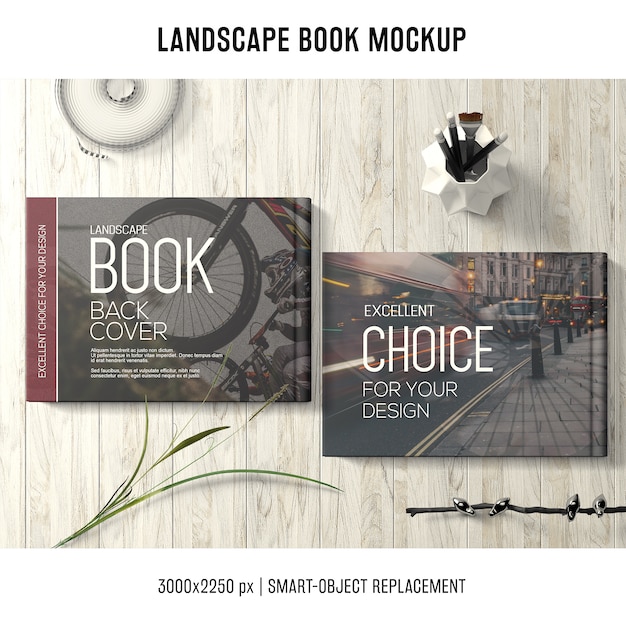 PSD gratuito lanscape book mockup