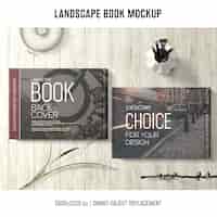 Free PSD lanscape book mockup
