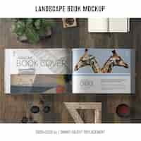 PSD gratuito lanscape book mockup