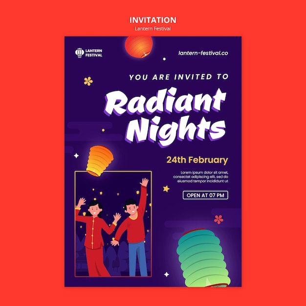 Free PSD lantern festival celebration invitation template