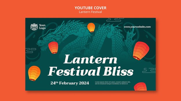 Free PSD lantern festival celebration youtube cover template