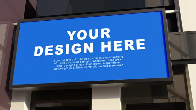 Premium Psd Large Banner Mockup In Front Of Office