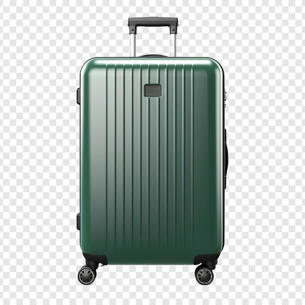 Large green suitcase with wheels and handle isolated on transparent background free PSD download