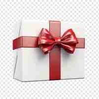 Free PSD large rectangular white gift box with a red ribbon bow isolated on transparent background