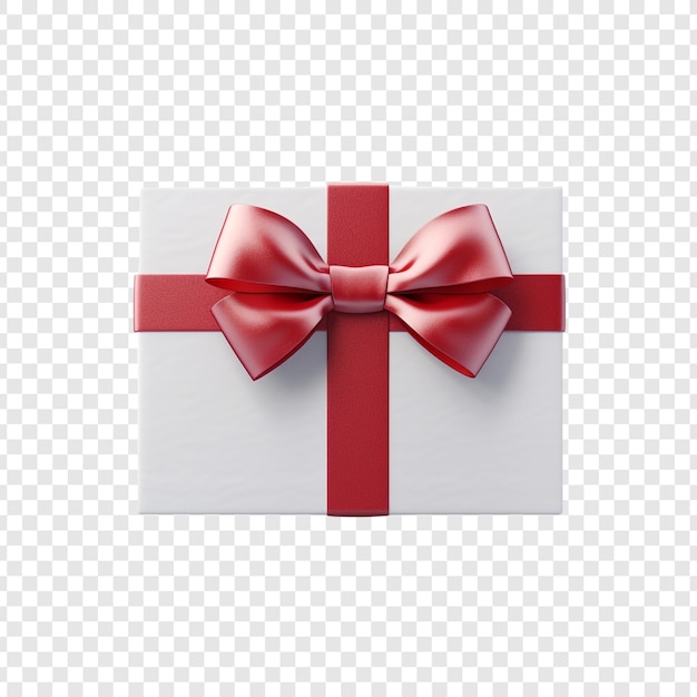 Free PSD large rectangular white gift box with a red ribbon bow isolated on transparent background