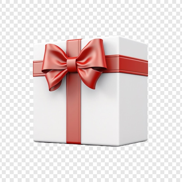 PSD gratuito grande scatola regalo bianca rettangolare con un fiocco di nastro rosso isolato su sfondo trasparente