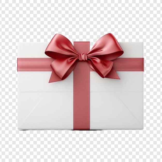 PSD gratuito grande scatola regalo bianca rettangolare con un fiocco di nastro rosso isolato su sfondo trasparente