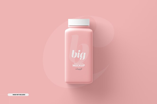 Large square pill supplement bottle mockup