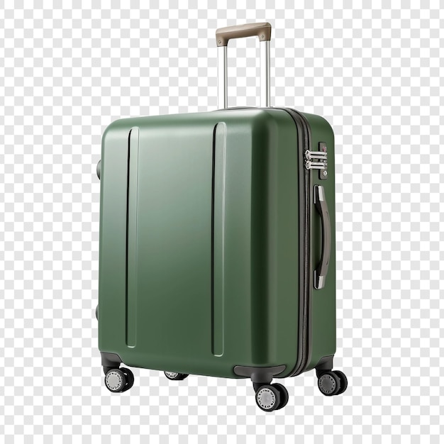 Free PSD large suitcase with wheels and handle isolated on transparent background