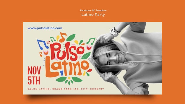 Free PSD latino party facebook template