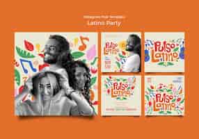 Free PSD latino party instagram posts template