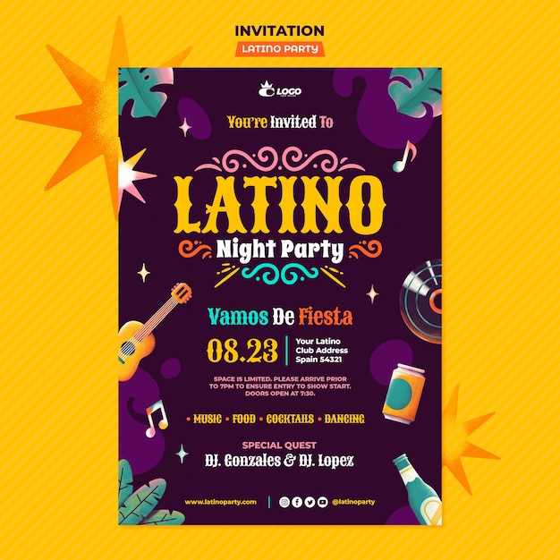 Latino party invitation template