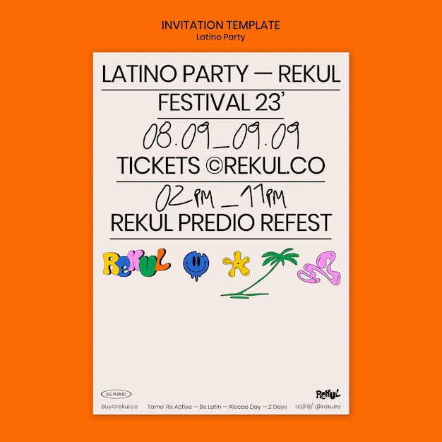 Latino party invitation template