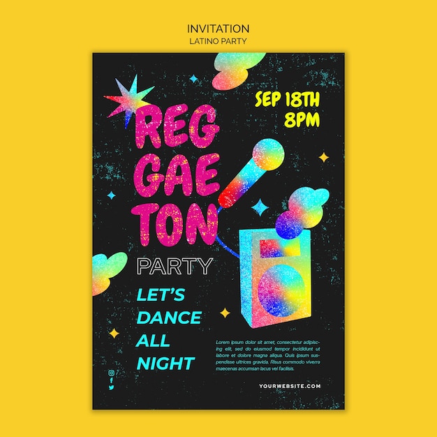 Free PSD latino party invitation template