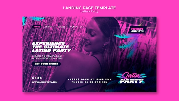 Latino Party Landing Page Template – Free PSD Download