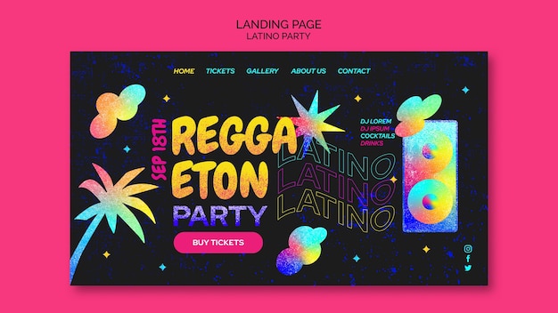 Free PSD latino party landing page template