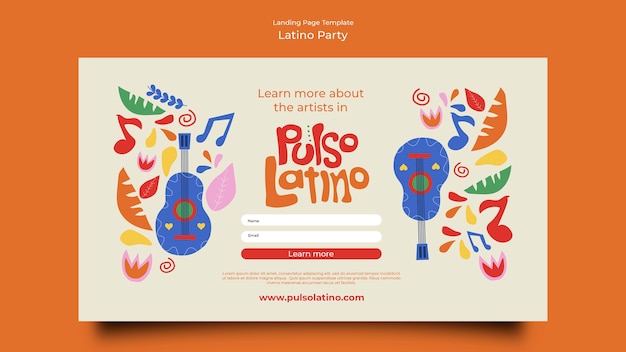 Free PSD latino party landing page template