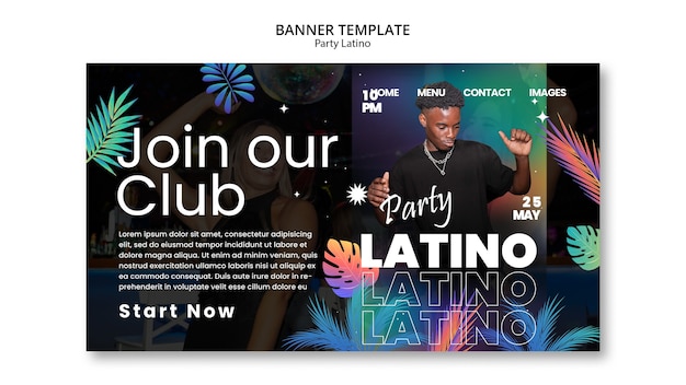 Free PSD latino party landing page template