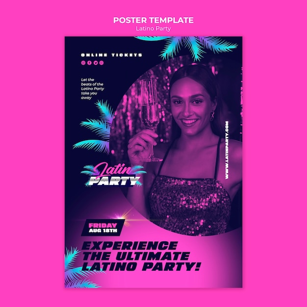 Free PSD latino party poster template