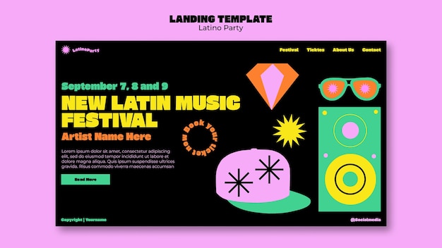 Free PSD latino party template design