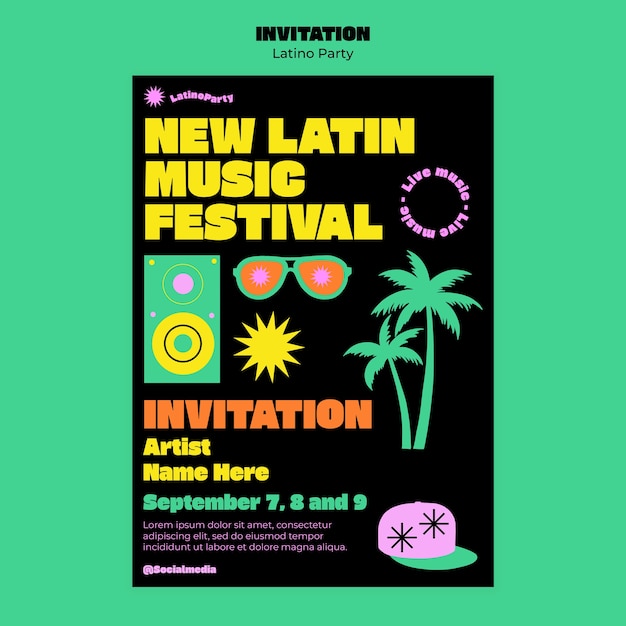 Free PSD latino party template design