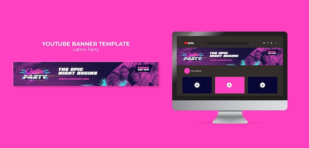 Free PSD latino party youtube banner template