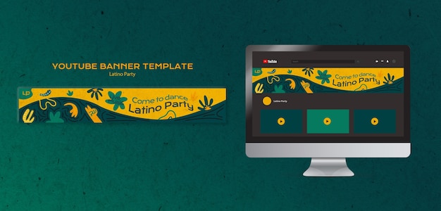 Free Latino Party YouTube Banner Template PSD Download