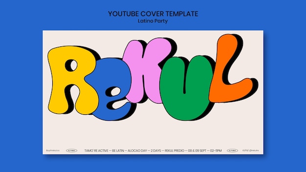 PSD gratuito modello di copertina di youtube per feste latine