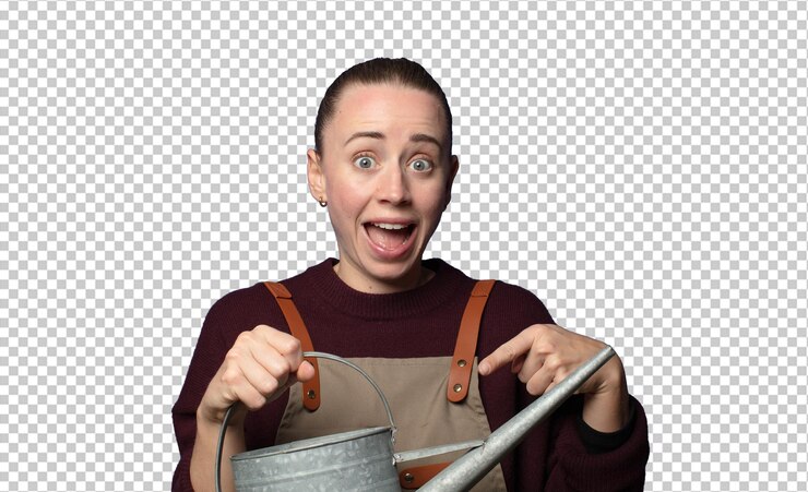 Free PSD laughing looking happy positive and surprised realizing a great idea pointing to lateral copy space