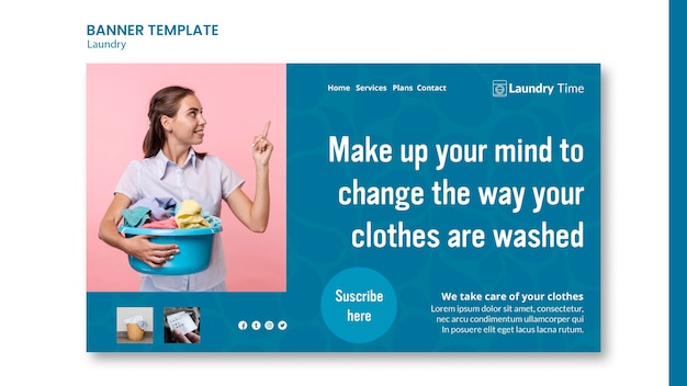 Free PSD laundry service ad banner template