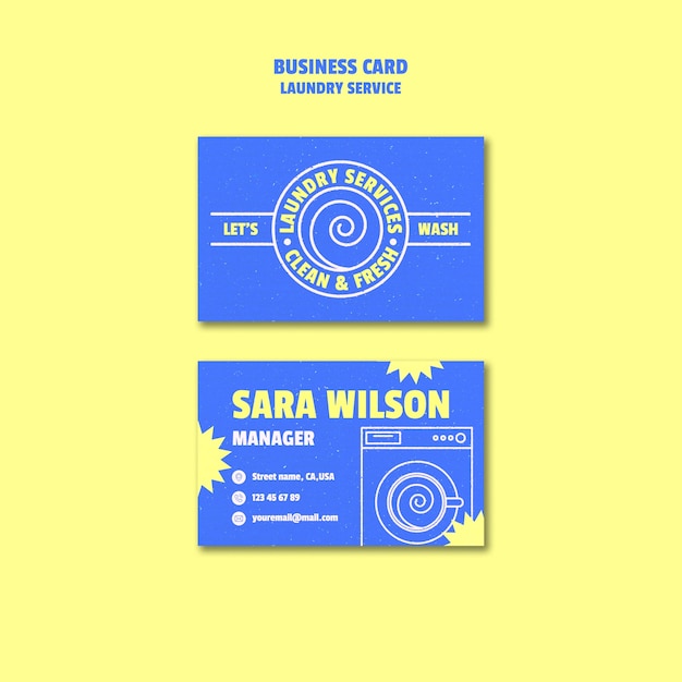 Free PSD laundry service  business card template