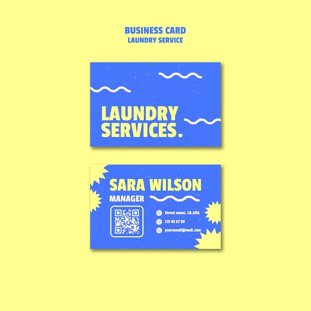 Free PSD laundry service  business card template
