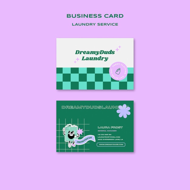 Free PSD laundry service business card