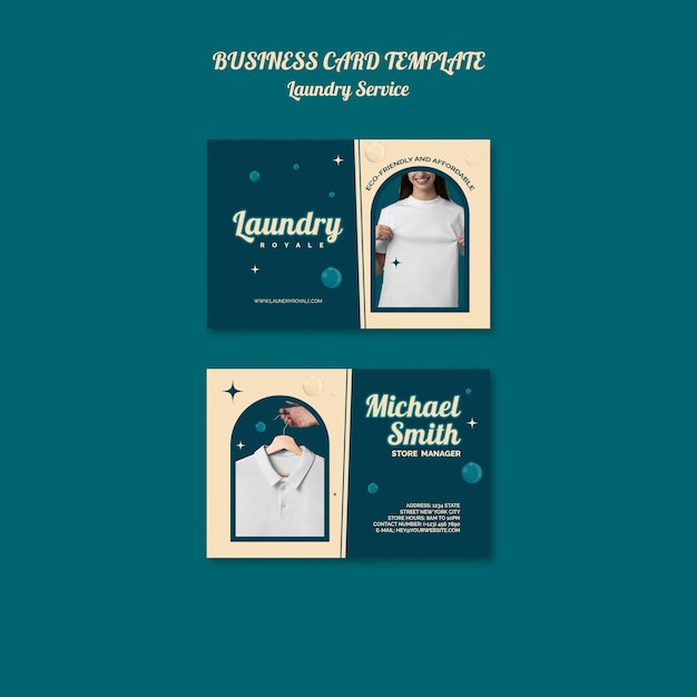 Free PSD laundry service business card