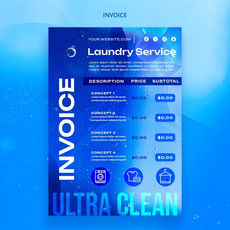 Free PSD laundry service business card