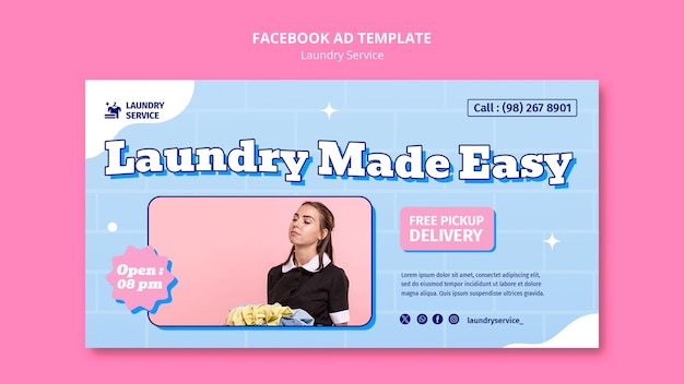 Free PSD laundry service  facebook template