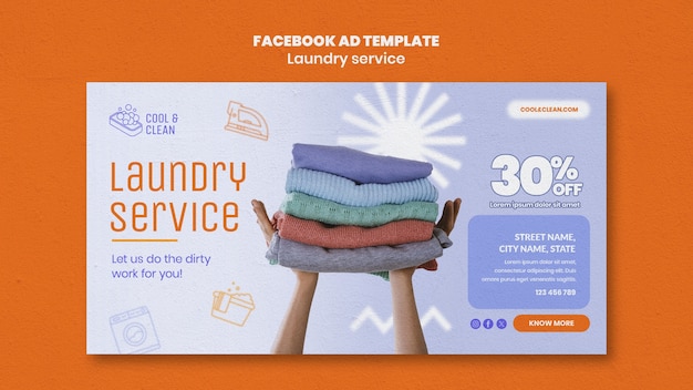 Template Facebook del servizio di lavanderia
