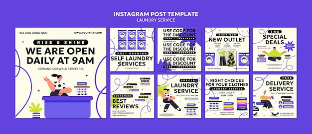Free PSD laundry service  instagram posts