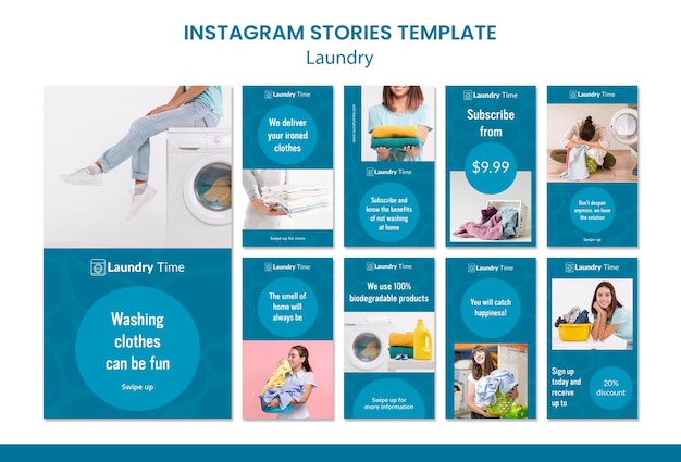 Free PSD laundry service instagram stories template
