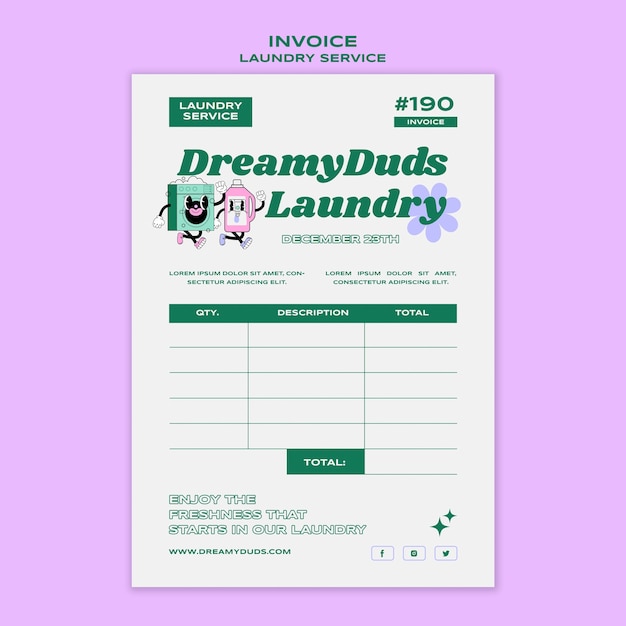 Free PSD laundry service invoice  template